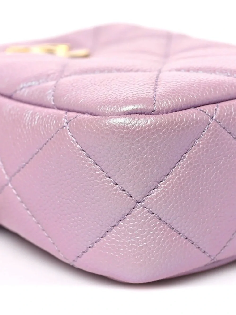 CHANEL 2023 SHIMMERING Pink Mauve Quilted Shoulder Bag with Gold Chain and CC